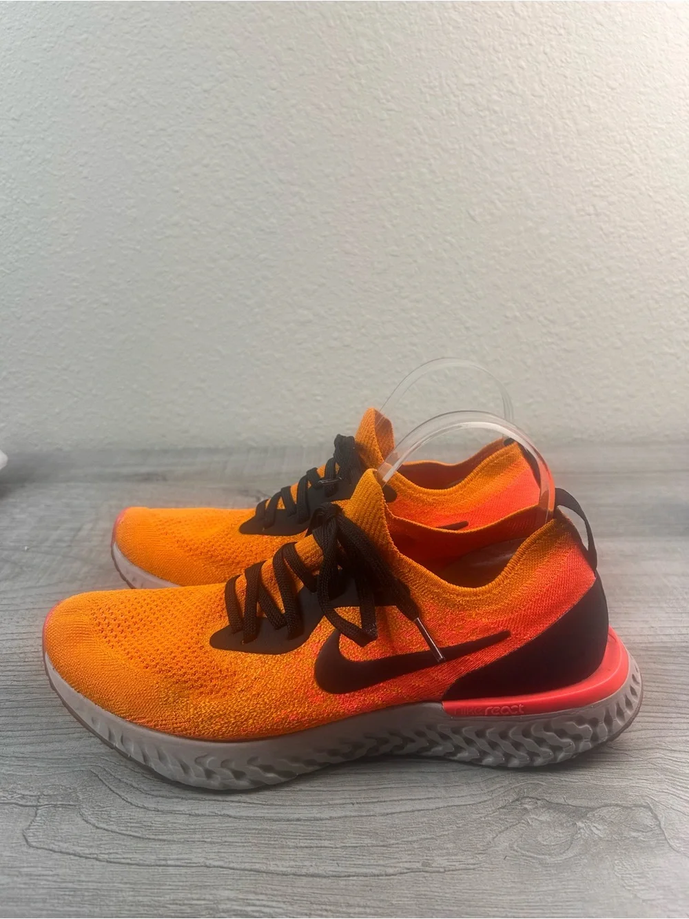 Nike Bright Orange Flyknit Sneakers with Black Accents Women’s Size 10